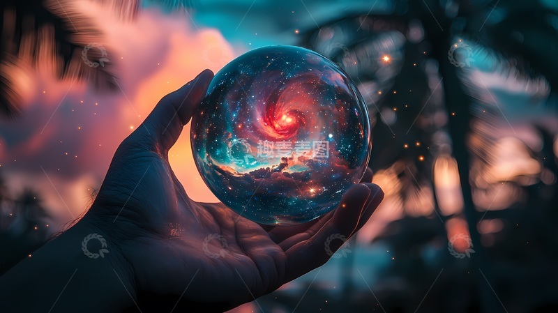 高清大图下载【趣麦麦图】梦幻宇宙水晶球创意摄影