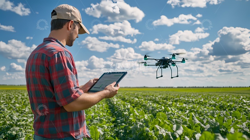 高清大图下载【趣麦麦图】【标题】智能农业无人机农田作业