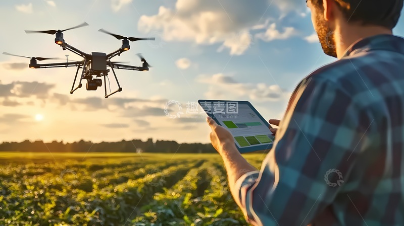 高清大图下载【趣麦麦图】农田无人机操作现代农业场景