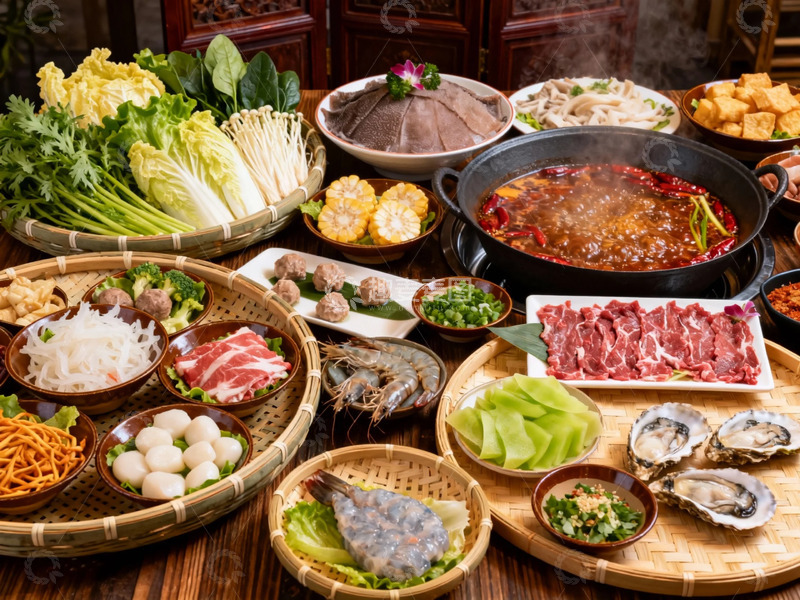 高清大图下载【趣麦麦图】丰盛火锅大餐美食摄影图
