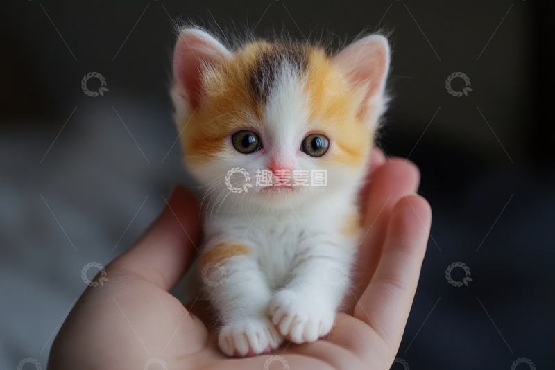 高清大图下载【趣麦麦图】手心里的可爱小猫咪