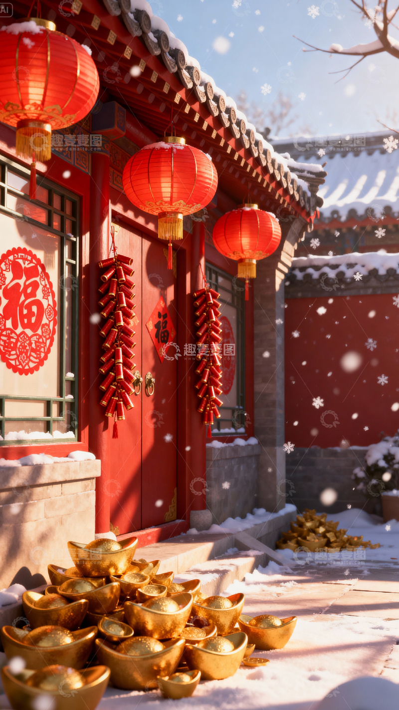 高清大图下载【趣麦麦图】 新年元旦春节背景_竖屏321