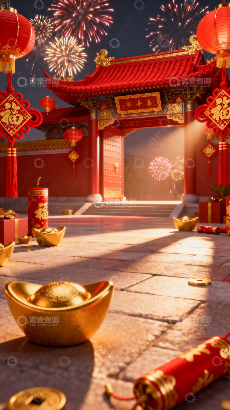 高清大图下载【趣麦麦图】 新年元旦春节背景_竖屏319