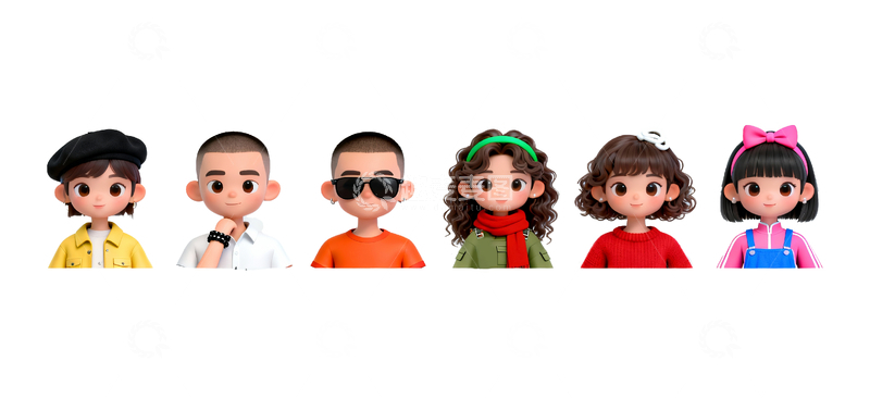 源文件下载【趣麦麦图】3d建模卡通人物头像6