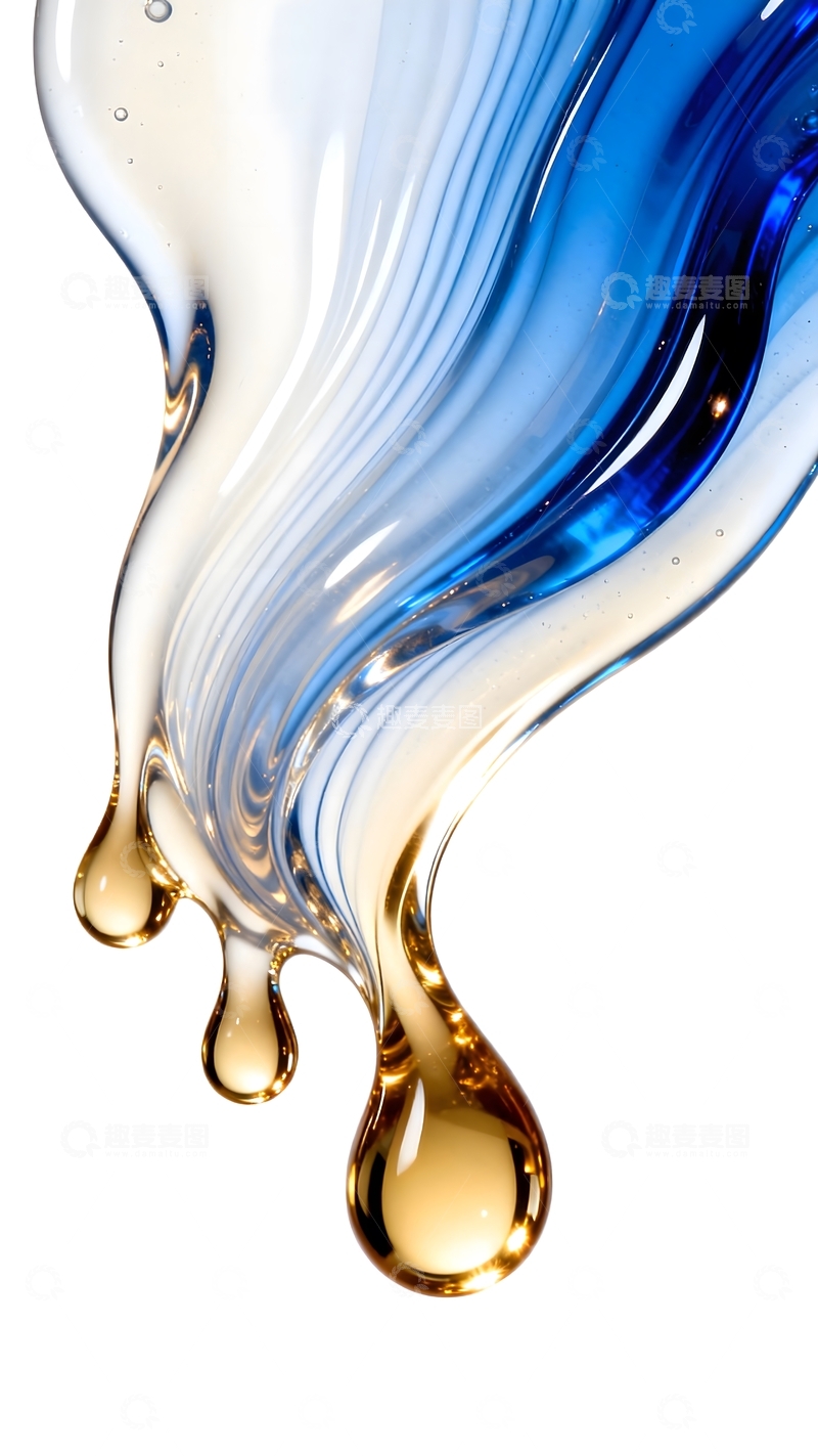 高清大图下载【趣麦麦图】蓝金交融艺术液体