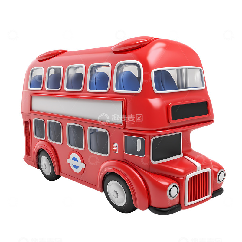 高清大图下载【趣麦麦图】卡通红色双层巴士模型玩具