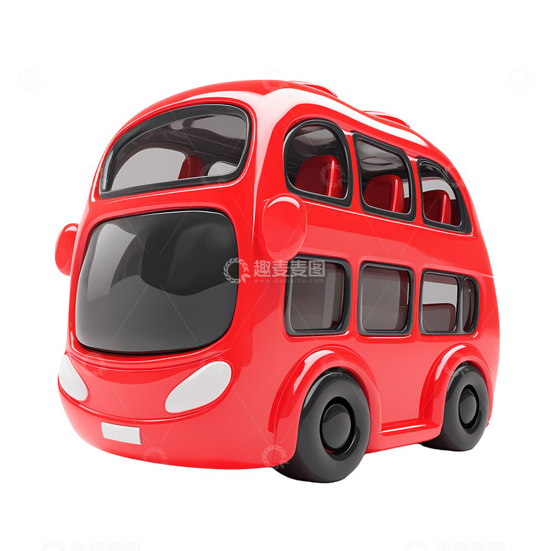 高清大图下载【趣麦麦图】红色巴士玩具模型