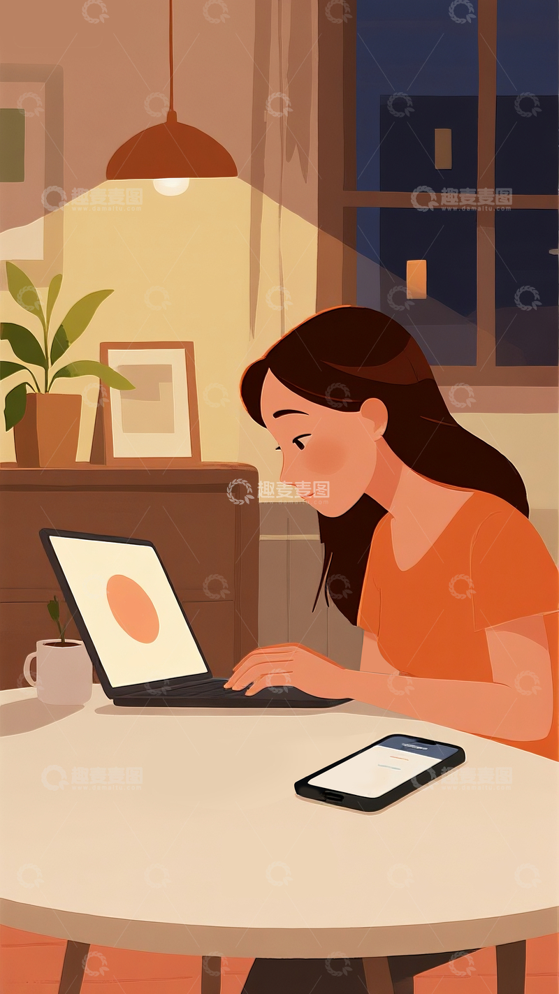 源文件下载【趣麦麦图】女孩手机屏幕显示&ldquo;勿扰模式&rdquo;3