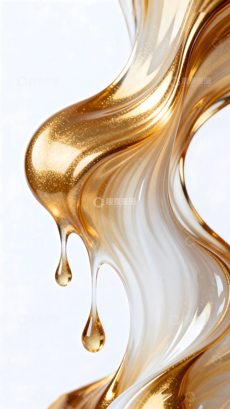 高清大图下载【趣麦麦图】金液流动抽象艺术装饰画