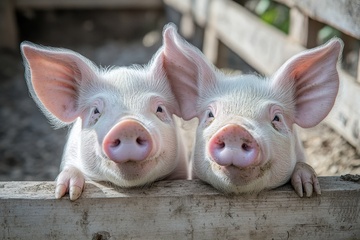 猪圈里的两只小胖猪