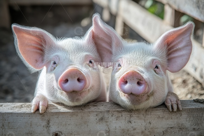 高清大图下载【趣麦麦图】猪圈里的两只小胖猪