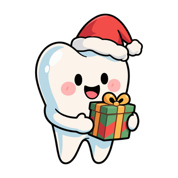 可爱牙齿圣诞礼物插画