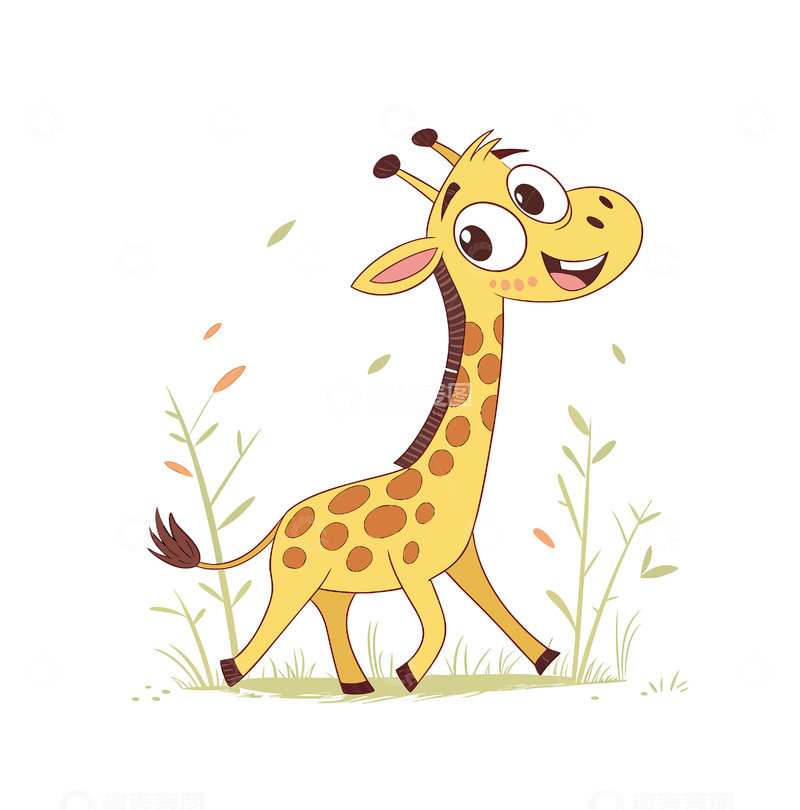 源文件下载【趣麦麦图】矢量卡通长颈鹿