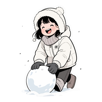 冬日玩雪童趣卡通插画