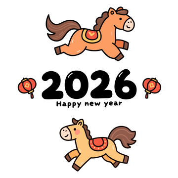 卡通马年新年贺卡设计