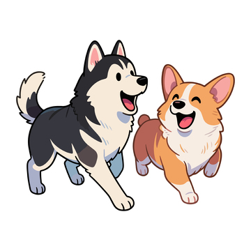 卡通欢乐犬只插画