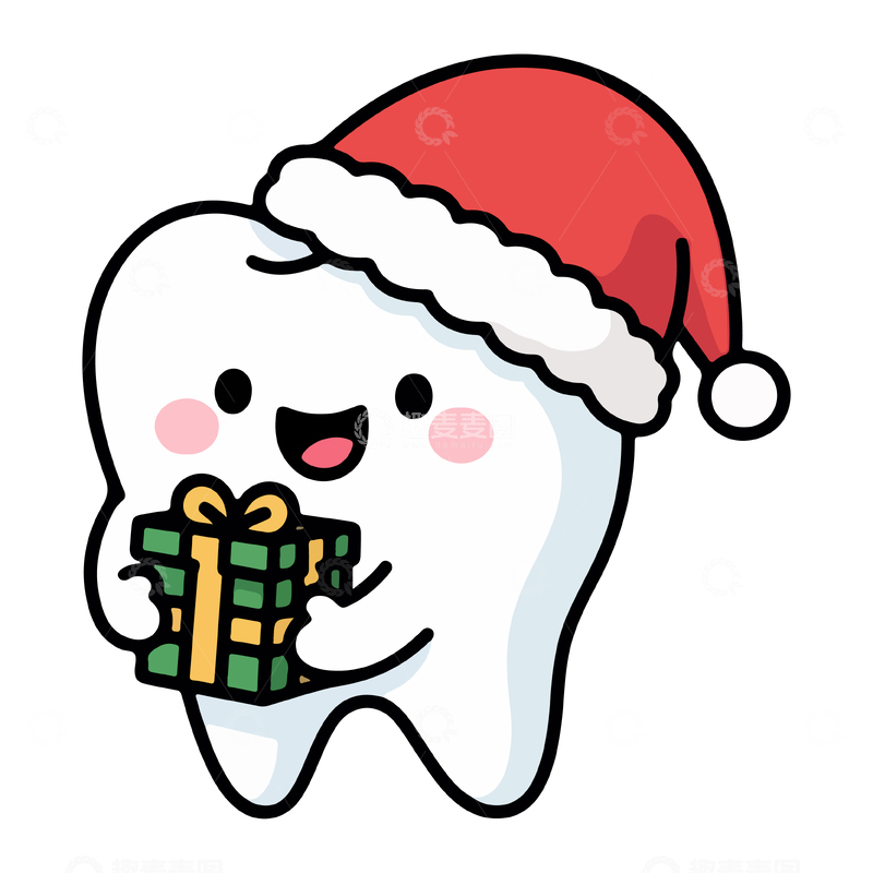 源文件下载【趣麦麦图】可爱卡通牙齿圣诞主题表情包