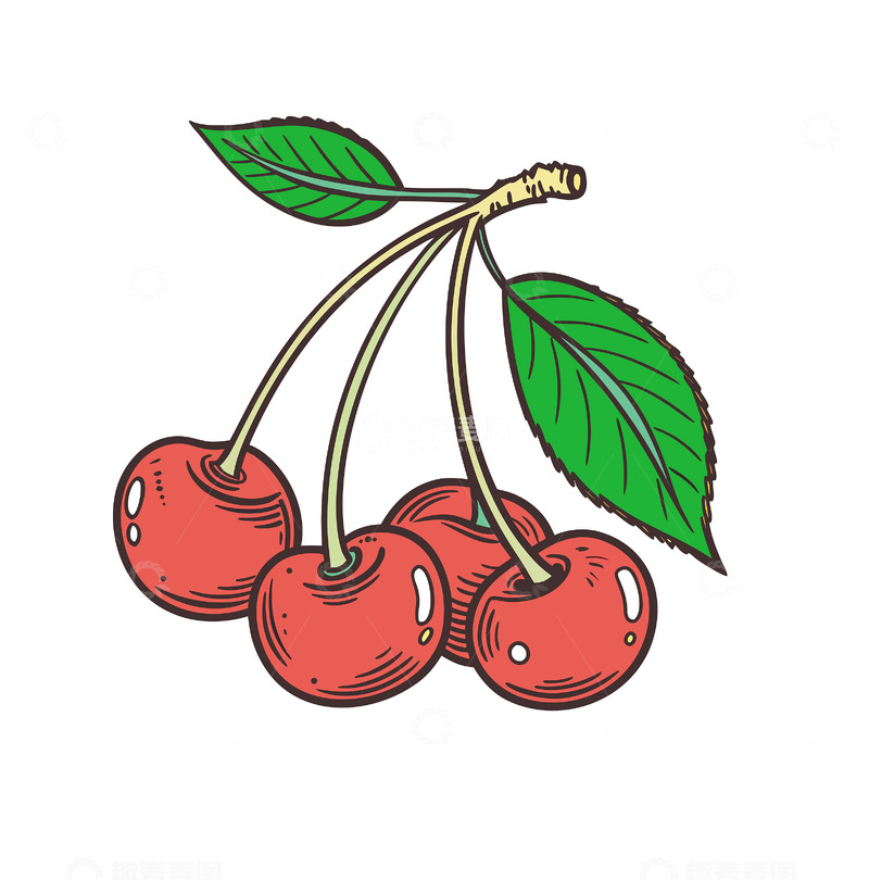 源文件下载【趣麦麦图】-矢量樱桃车厘子插画