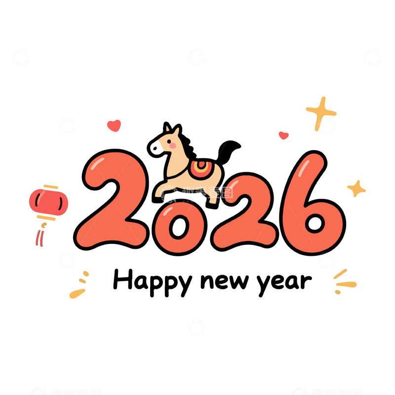 源文件下载【趣麦麦图】卡通新年马年祝福设计素材