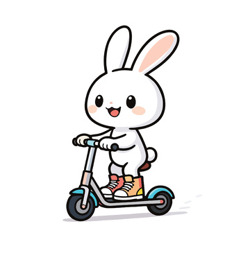 骑滑板车的小兔子