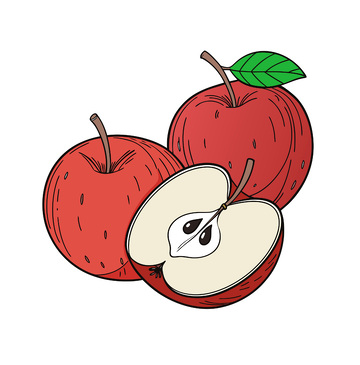 矢量卡通红苹果