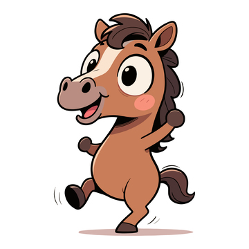 卡通小马跳跃矢量插画素材