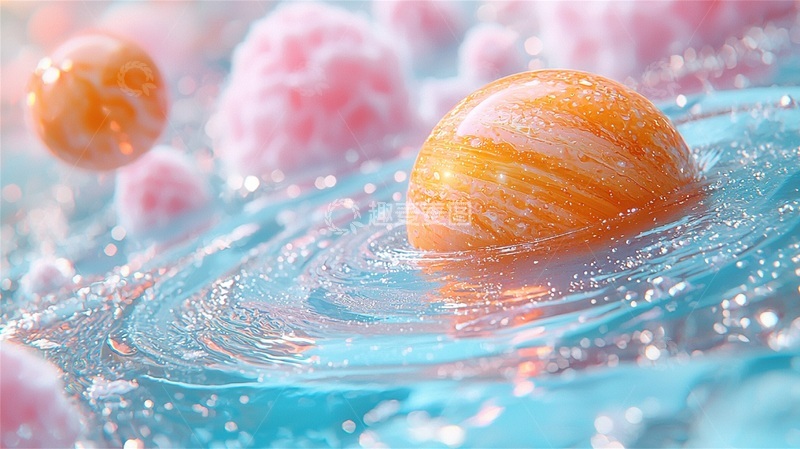 高清大图下载【趣麦麦图】梦幻水果浮水艺术插画