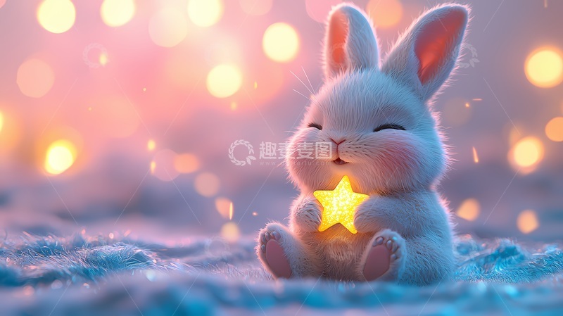 高清大图下载【趣麦麦图】梦幻兔星温馨插画