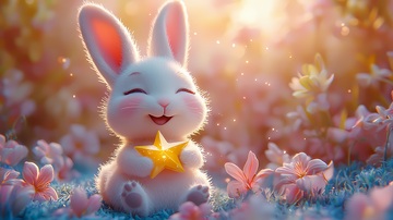 卡通兔子樱花背景