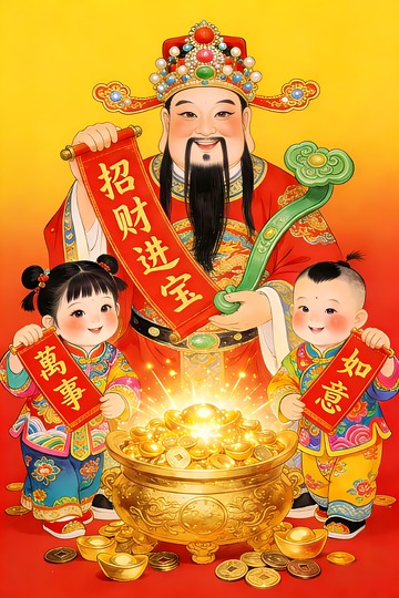 财神爷年画形象