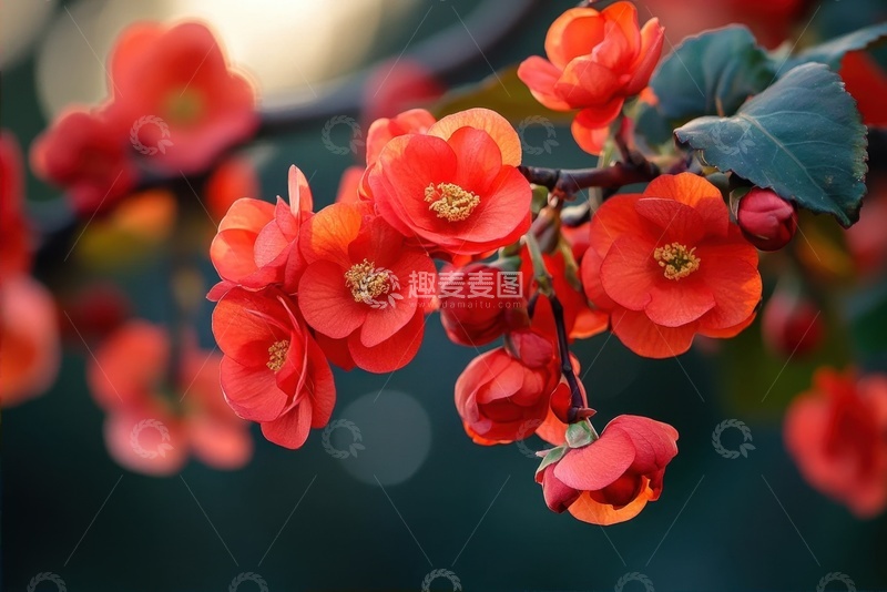 高清大图下载【趣麦麦图】盛开的红色梅花花卉