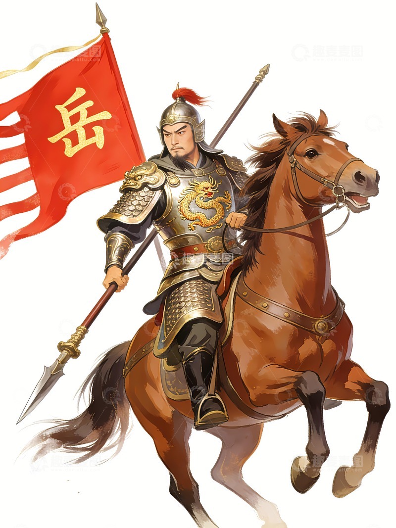 高清大图下载【趣麦麦图】岳飞抗金画像 