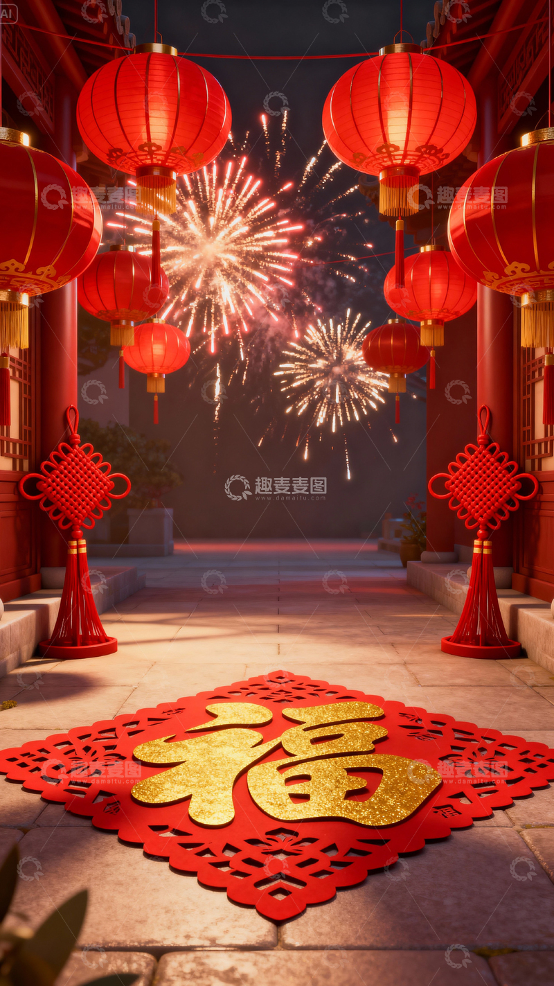 高清大图下载【趣麦麦图】新年元旦春节背景_竖屏355