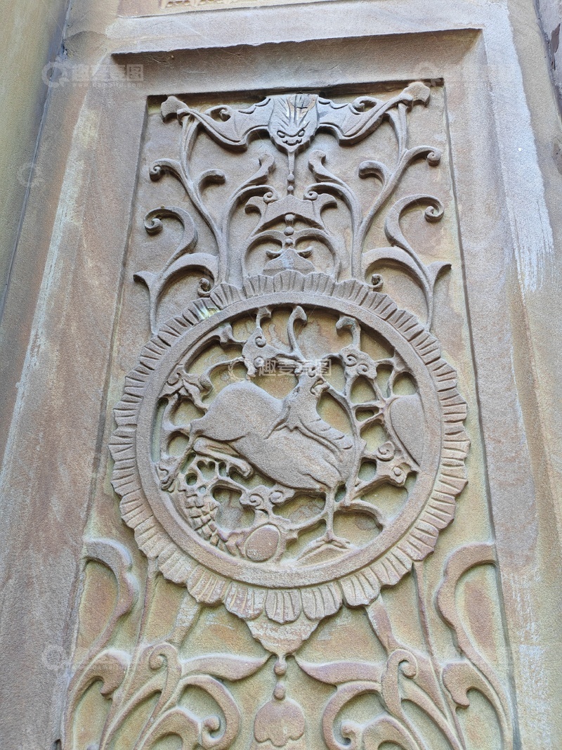 高清大图下载【趣麦麦图】-古典浮雕动物图案建筑装饰