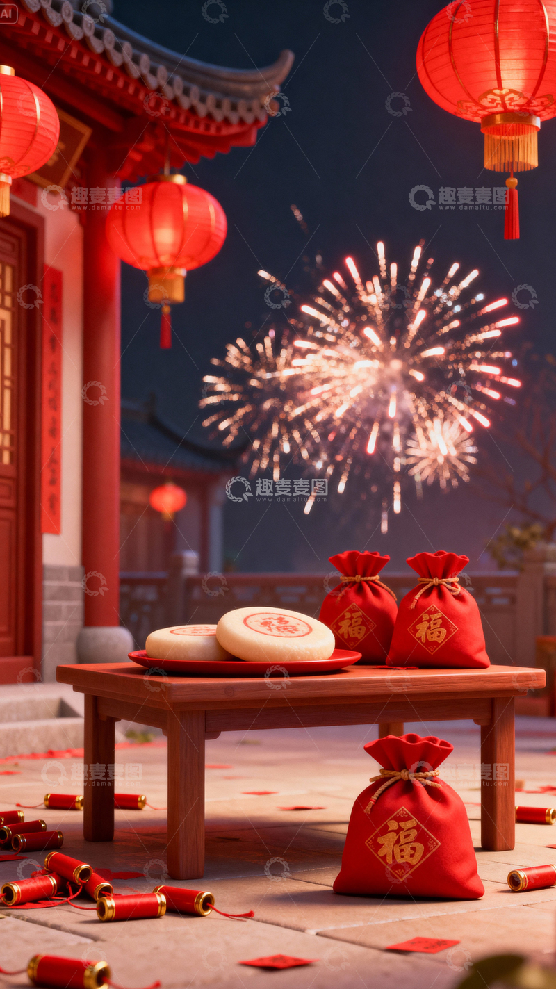 高清大图下载【趣麦麦图】新年元旦春节背景_竖屏359