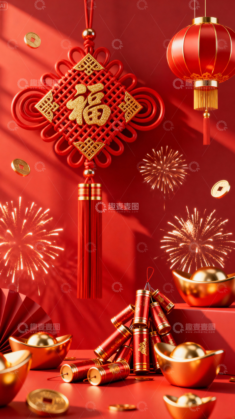 高清大图下载【趣麦麦图】新年元旦春节背景_竖屏344