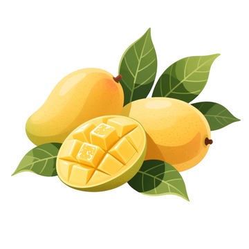 手绘风格芒果插画透明PNG