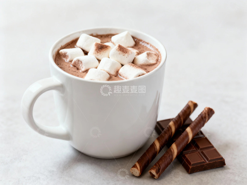 高清大图下载【趣麦麦图】热巧克力和棉花糖美食摄影