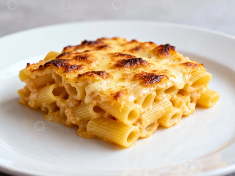 高清大图下载【趣麦麦图】白盘盛放烤通心粉