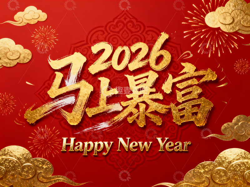 高清大图下载【趣麦麦图】2026马上暴富书法字