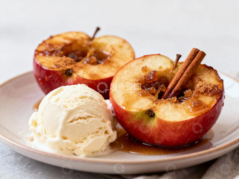 高清大图下载【趣麦麦图】-甜点美食摄影苹果冰淇淋