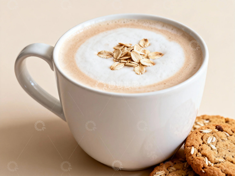 高清大图下载【趣麦麦图】温馨下午茶燕麦奶泡饮品图片