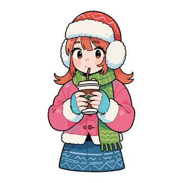 冬日少女热饮卡通插画