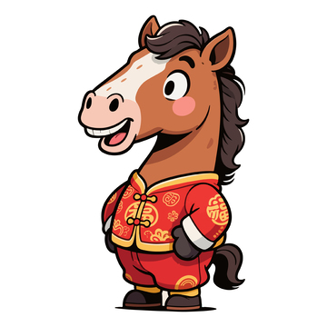 卡通马喜庆新年插画