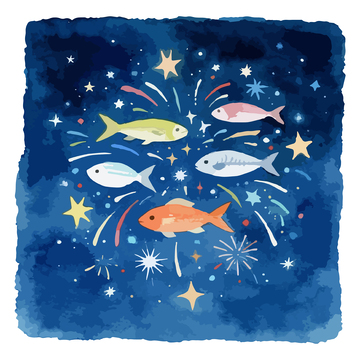 梦幻海底世界鱼群插画