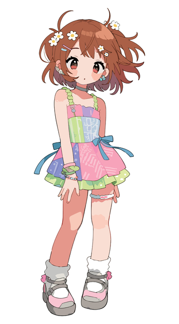 动漫少女夏日装扮插画