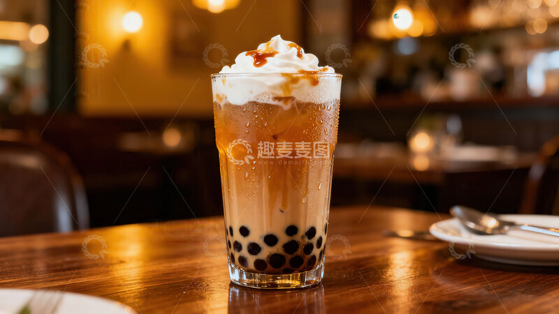 高清大图下载【趣麦麦图】奶茶  丝滑 红豆 