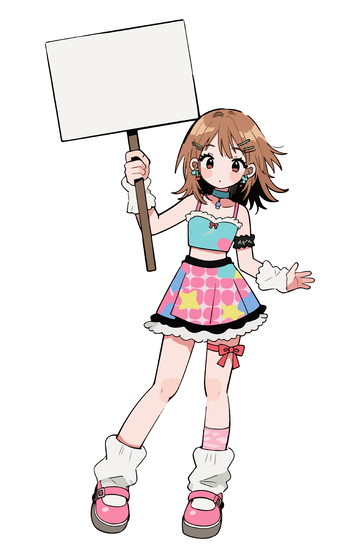 动漫风少女举牌卡通插画素材