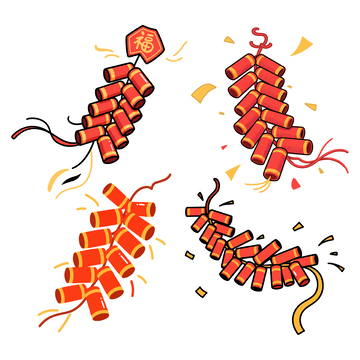 喜庆鞭炮节日元素插画