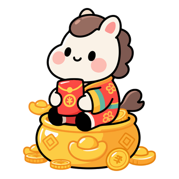 卡通牛年喜庆金币插画